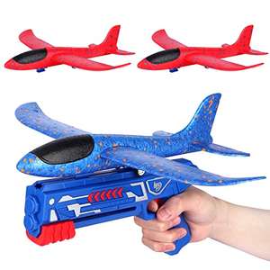 Avion Juguete, Lanzador de Aviones con Pistola de Tiro, Avión Volador Planeador Espuma, Juego Aire Libre Jardín