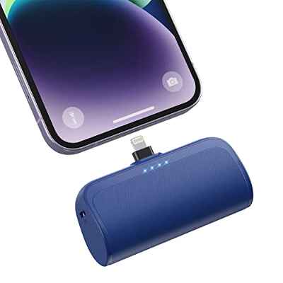 AXNEB Batería Externa para iPhone, 5200mAh 18W PD Mini Power Bank Batería Portátil con Doble Salida y Entrada de Carga Rápida para iPhone 14/14 Pro Max/13/13 Pro Max/12 Pro/11/SE/XR/XS y Más - Púrpura