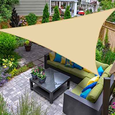 AXT SHADE Toldo Vela de Sombra Impermeable Triangular 3x3x3m Protección Rayos UV para Exterior Terraza Patio Jardín-Arena