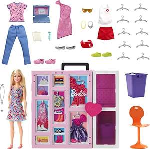 Barbie Fashionista Armario de ensueño - Maletín para guardar ropa de muñeca con +30 accesorios + muñeca y 4 looks incluidos