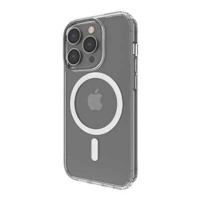 Belkin funda compatible con MagSafe para iPhone 14 Pro, funda magnética transparente para iPhone 14 con imanes y borde realzado para proteger la cámara, compatible con la carga inalámbrica MagSafe.
