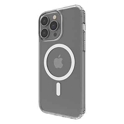 Belkin funda compatible con MagSafe para iPhone 14 Pro Max funda magnética transparente para iPhone 14 con imanes y borde realzado para proteger la cámara, compatible con la carga inalámbrica MagSafe