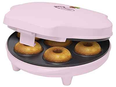 Bestron Donut Maker Retro Design Sweet Dreams - Máquina para hacer donuts (antiadherente, 700 W), color rosa