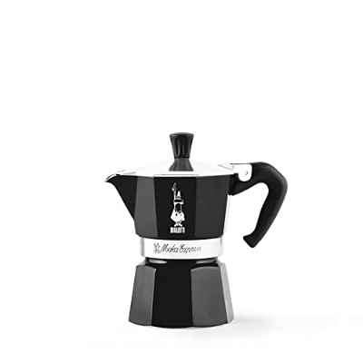 Bialetti - Moka Color: icónica cafetera espresso para estufa, hace café italiano real, tazas Moka Pot 3 (130 ml), aluminio, Negro