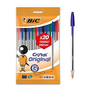 BIC Cristal Original Bolígrafos Punta Media (1,0 mm) – Colores Surtidos, Blíster de 20 Unidades