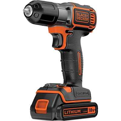 BLACK+DECKER ASD184K Autosense Taladradora inalámbrica 18 V batería de ion de litio de 1.5Ah con Cargador y Maletin