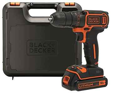 BLACK+DECKER BDCDC18K-QW - Taladro atornillador 18V, 30 Nm, con batería de litio 1.5Ah y maletín
