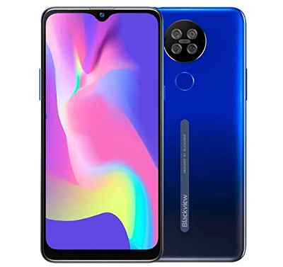 Blackview A80S Smartphone Libres 4G, Pantalla HD+ 6.21’’,Helio A25 4GB+64GB,13MP Cuatro Cámaras Traseras,Batería 4200mAh, Grosor 8.8mm, Android 10 Teléfono Móvil Dual SIM Huella Dactilar GPS Negro