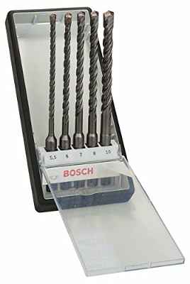 Bosch 2 607 019 929 - Juego de 5 brocas para martillos perforadores Robust Line SDS-plus-5 - Ø 5,5,6,7,8,10 x 165mm (pack de 5)