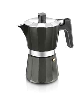 BRA Cafetera Italiana Inducción, Aluminum, Negro, 12 tazas