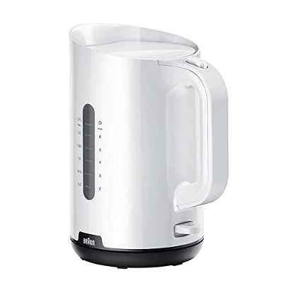 Braun Hogar Breakfast1 Hervidor de Agua con Base Giratoria de 360°, Capacidad de 1,7L, WK1100WH, Potencia 1000W, Blanco