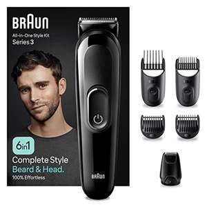 Braun Recortadora de Barba Series 3 Máquina Cortar Pelo, 6 En 1 para barba, pelo, MGK3421