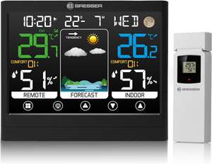 Bresser MeteoTemp BF - Estación Meteorológica Inalámbrica con Pantalla Táctil, Sensor Exterior y Pronóstico del Clima