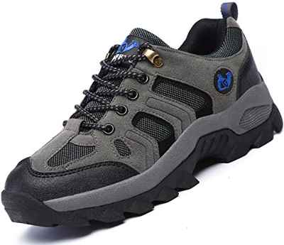 Brfash Zapatos de Senderismo para Hombre Zapatos de Montaña Impermeables Antideslizantes Escalada Zapatos de High Cut Trekking AL Aire Libre Sneakers,Azul grisáceo,EU44