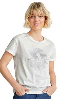 C&A Camiseta de manga corta para mujer, diseño de Mickey Mouse, Blanco, M