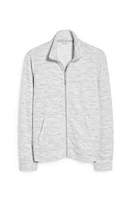 C&A - Chaqueta de punto para mujer, de forro polar, jaspeado, corte ajustado, Melange De Color Gris Claro, L