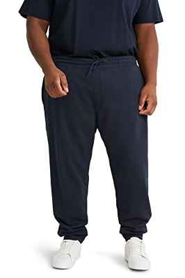 C&A Pantalones de chándal para hombre de algodón lisos, azul oscuro, 5XL