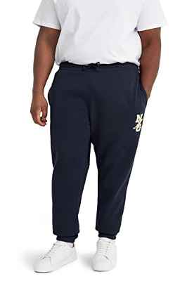 C&A Pantalones de chándal para hombre de algodón lisos, azul oscuro, 6XL