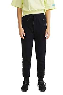 C&A Pantalones de chándal para mujer, ropa funcional relajada, elásticos, algodón, Negro , L