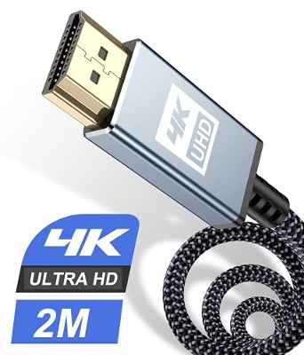 Cable HDMI 4K,Sweguard Cable HDMI de alta velocidad 2.0 Ultra 18Gbps 4K a 60Hz compatible con vídeo UHD 2160p, HD 1080p, 3D, Ethernet, HDCP 2.2 ARC, compatible Fire TV Xbox PS3 PS4 (2m, gris)
