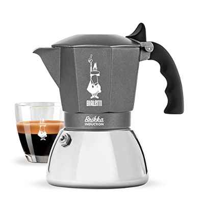 Cafetera de inducción Bialetti Brikka, 4 tazas (160 ml), espresso como en el bar, apta para todo tipo de fuegos, diseño elegante