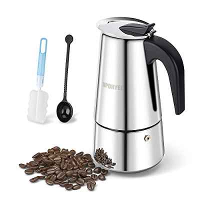 Cafetera Italiana 10 Tazas 500 ml Cafetera Italiana Induccion Compatible con Gas Vitrocerámica e Inducción Cafetera Conveniente Para la Cocina de Inducción Acero Inoxidable de Válvula de Seguridad