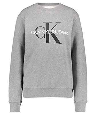 Calvin Klein Iconic Monogram Crewneck Sudadera, Gris (Mid Grey Heather P2f), XS para Hombre