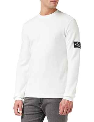 Calvin Klein Jeans Camiseta Waffle LS, Bright White, XL para Hombre