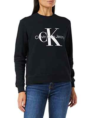 Calvin Klein Jeans Sudadera con Monograma Core, CK Negro, S para Mujer