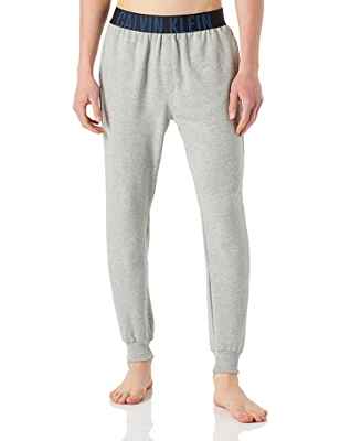 Calvin Klein Jogger Pantalón de Pijama, Grey Heather W/Lake Crest Blue, 27-32 para Hombre