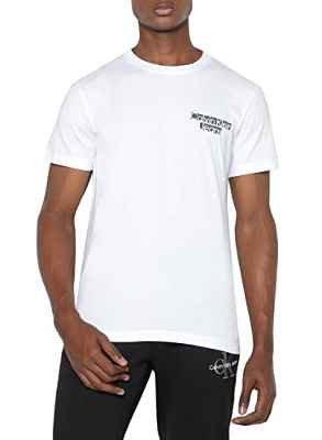Calvin Klein Seasonal Blocked Logo tee Camisetas S/S, Bright White, L para Hombre