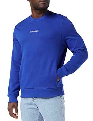 Calvin Klein Sudadera con micrologotipo Entrelazado, Mid Azure Blue, L para Hombre