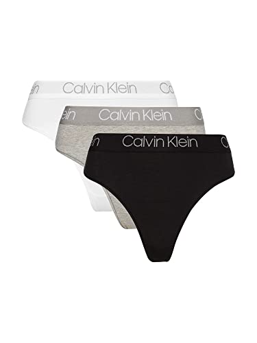 Calvin Klein Tanga de Cintura Alta de 3 Unidades, Black/White/Grey