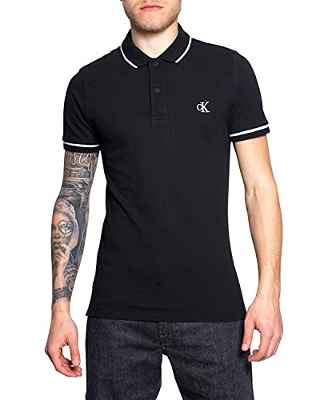 Calvin Klein Tipping Slim Polo Camisa, CK Black, XL para Hombre