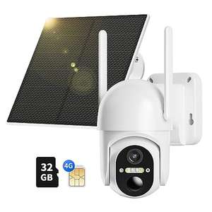 Cámara de vigilancia exterior 2K con carga solar y conexión por tarjeta sim