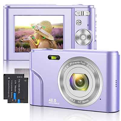 Cámara Digital 1080P FHD Mini Enfoque Automático Cámara de Videoblogs 48MP Recargable Pequeña Cámara Vlog Compacta con Zoom Digital 16X Regalo para Niños, Estudiantes, Adultos, Principiantes (Negro)