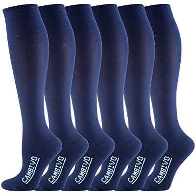 CAMBIVO - 6 Pares de Calcetines de Compresion para Mujer y Hombre, Calcetines Compresivos Deportivos, Medias de Compresión para Deporte, Running, Baloncesto, Fútbol, Trabajo, Viaje (Azul, XXL)