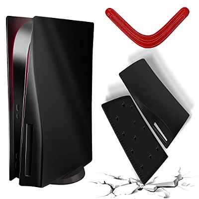 Carcasa para PS5 Negro, PS5 Faceplates Funda de Carcasa Placa de Repuesto para Disc Versión PS5, PS5 Accesorios Carcasa a Prueba de Golpes ABS Shell con Adhesivo Rojo para Consola - Negro