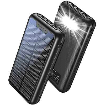 Cargador Solar Power Bank 26800mAh: Portátil Batería Externa con Entradas Tipo C & Mirco - 3 Salidas USB & Linterna para Carga Universal para Smartphones & Tabletas