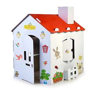 Casa de Juegos Infantil de cartón, de tamaño Grande, para Pintar, Colorear y Jugar, con Pegatinas Divertidas, ecohouse