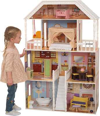 Casa de muñecas con muebles y accesorios