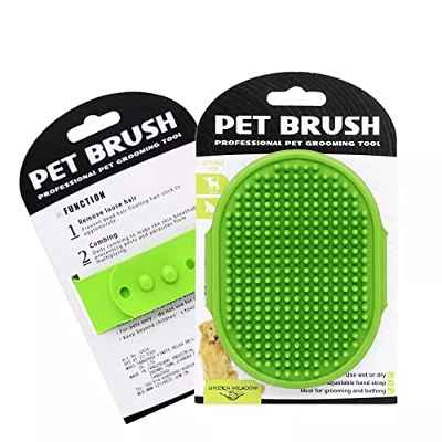 Cepillo de aseo profesional para perros y gatos - Cepillo de baño para mascotas - Peine de masaje de goma ajustable - Manopla para aseo de mascotas