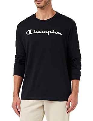 Champion American Classics Big Logo L-S Camiseta, Negro, Hombre