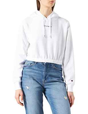 Champion American Classics Crop Boxy, Sudadera con capucha, para Mujer, Color Blanco., S