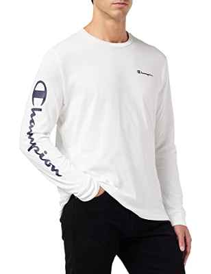 Champion American Classics Maxi-logo L-S Camiseta Hombre, Color blanco., L