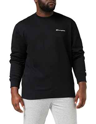 Champion American Classics Small Script Logo Crewneck Sudadera, Negro 124, S para Hombre