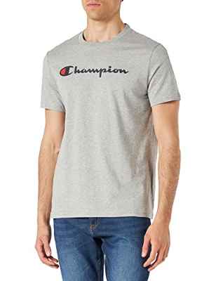 Champion Classic Logo Crewneck T-Shirt Camiseta, Gris Claro, M para Hombre