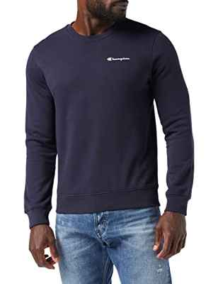 Champion Classic Small Logo Crewneck Sweatshirt Sudadera, Azul, XL para Hombre