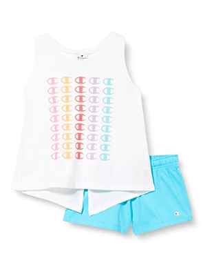 Champion Legacy American Classics-Tank Top & Shorts Completo, (Blanco/Celeste), 5-6 Years para Niñas