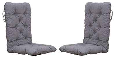Chicreat Cojines para sillas de respaldo alto, 120 × 50 × 8 cm, gris claro (juego de 2)